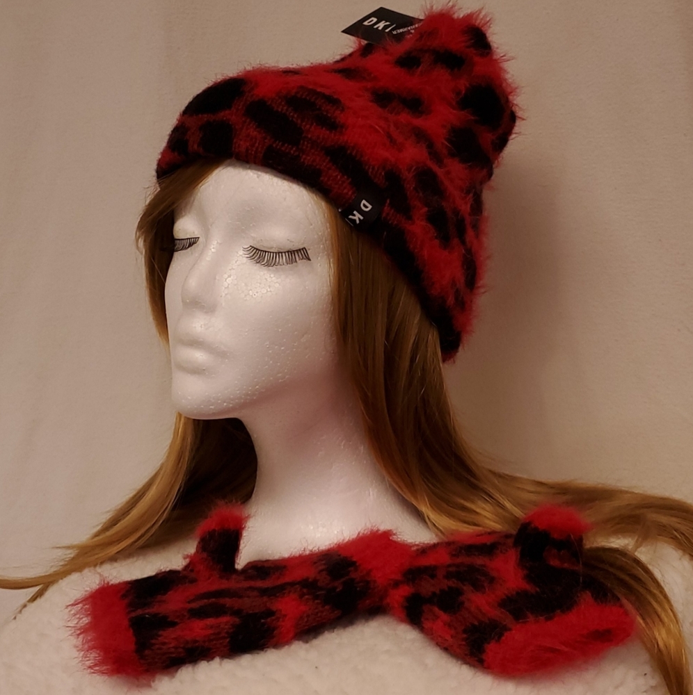 DKNY Beanie and mittens set.